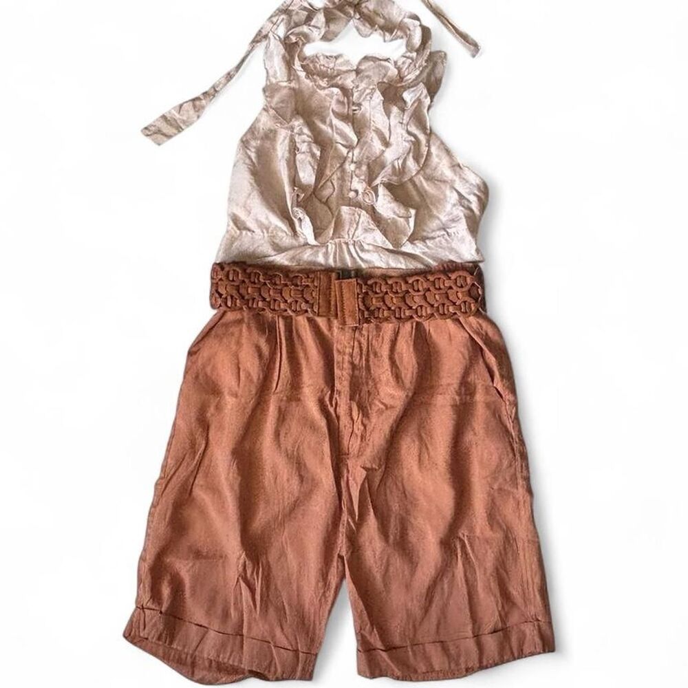 VINTAGE HIGH WAIST RELAXED FIT BROWN MOM SHORTS
